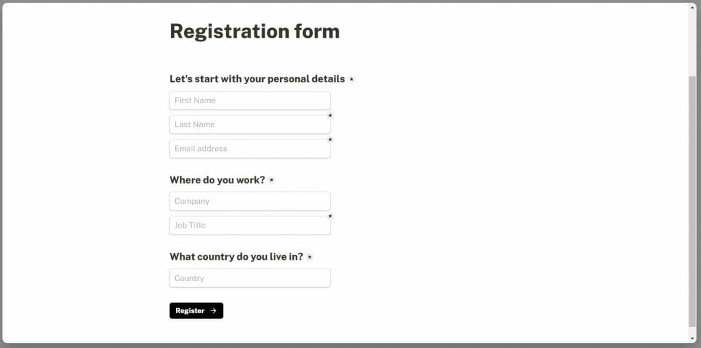 Tally - Registration Form